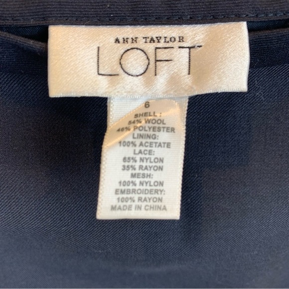Vintage Ann Taylor Loft Black Gothic Embroidered Lace Trim Midi Skirt sz 6 - Picture 5 of 6